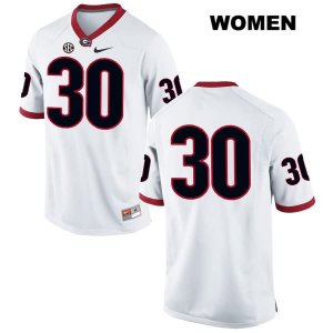 Women's Georgia Bulldogs NCAA #30 Tae Crowder Nike Stitched White Authentic No Name College Football Jersey MZN6654IA